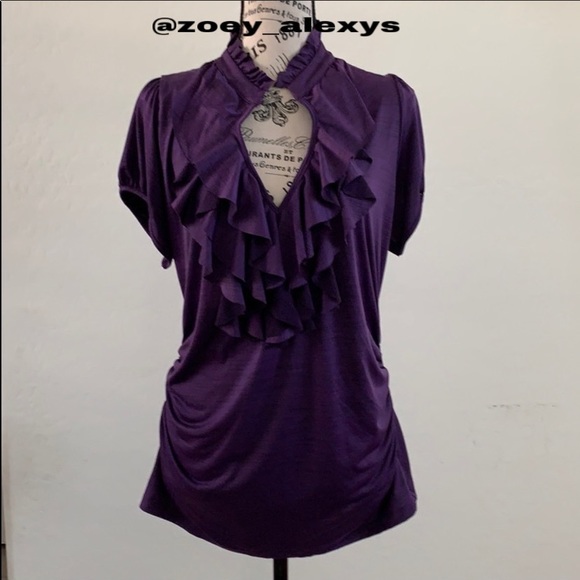HeartSoul Tops - 🔥 HEARTSOUL Purple Ruched Ruffle Blouse Plus 1X